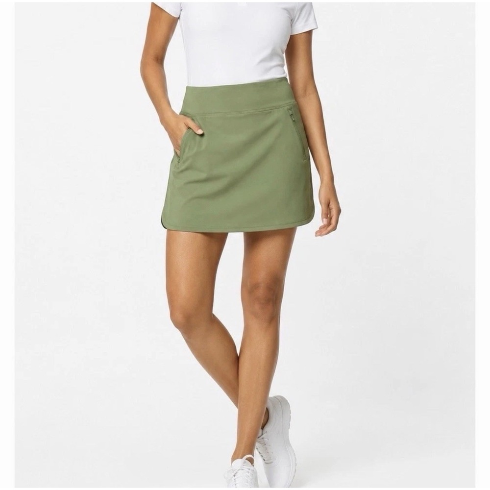 Athleta Fairway Golf Skirt Skort 16" Size XL Olive Green Pocket Pickleball
